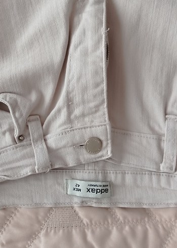 Beyaz Kadın Keten Jean Pantolon - Görsel 2