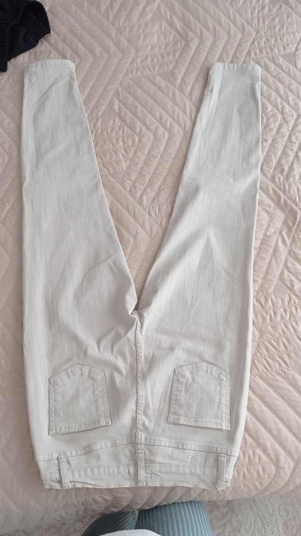 Beyaz Kadın Keten Jean Pantolon - Görsel 3