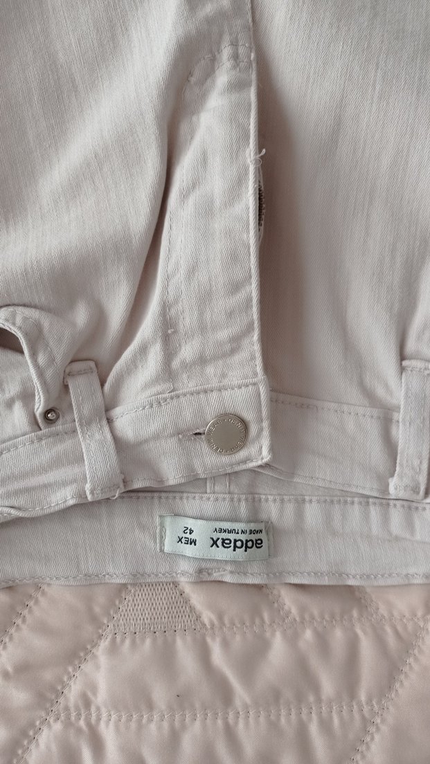 Beyaz Kadın Keten Jean Pantolon - Görsel 2