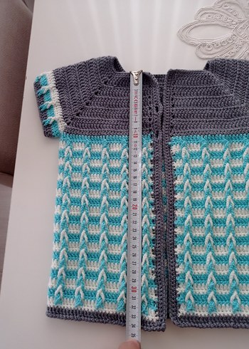 Çocuk Gri Triko Bohem Kolsuz Hırka - Görsel 5