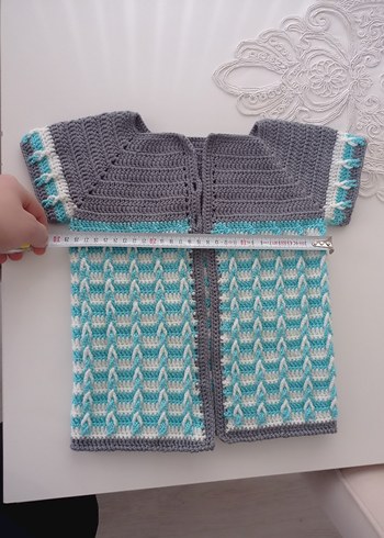 Çocuk Gri Triko Bohem Kolsuz Hırka - Görsel 4