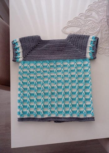 Çocuk Gri Triko Bohem Kolsuz Hırka - Görsel 2