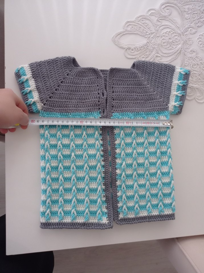 Çocuk Gri Triko Bohem Kolsuz Hırka - Görsel 4