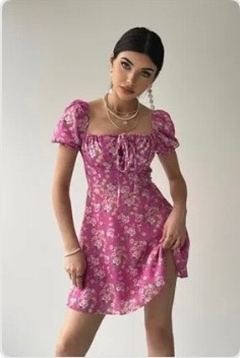 Günlük Pembe Mini Elbise