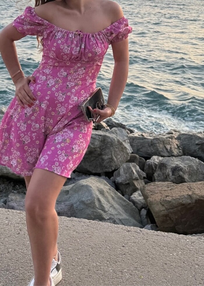 Günlük Pembe Mini Elbise - Görsel 2