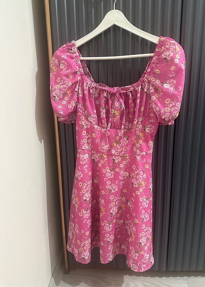 Günlük Pembe Mini Elbise - Görsel 3