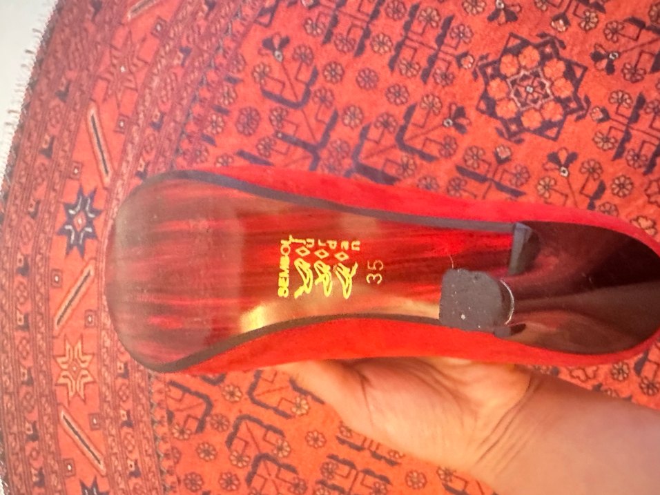 Süet Kırmızı Stiletto Kadın Ayakkabı - Görsel 3