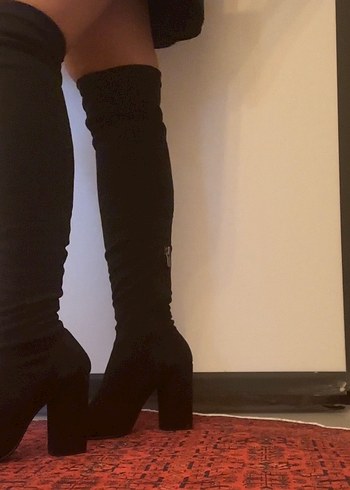 Siyah Topuklu Süet Dizüstü Çizme ( I love Shoes) - Görsel 4