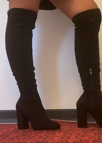 Siyah Topuklu Süet Dizüstü Çizme ( I love Shoes) - Görsel 3