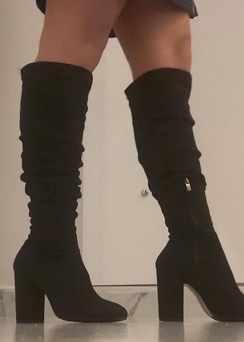 Siyah Topuklu Süet Dizüstü Çizme ( I love Shoes) - Görsel 2