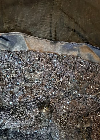 Lacivert Straplez Payetli Balık Uzun Abiye Elbise - Görsel 5