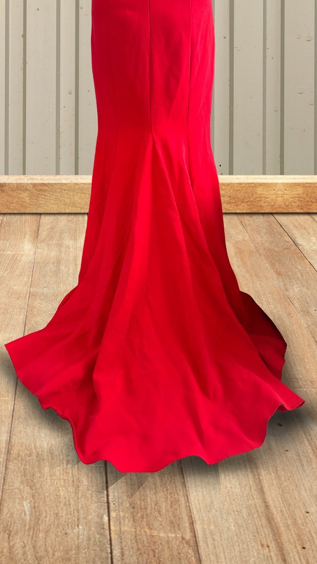 Kırmızı Uzun Kadın Abiye Elbise - Görsel 3