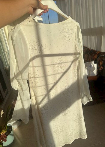 Krem Sim Detaylı Midi Abiye Elbise - Görsel 2