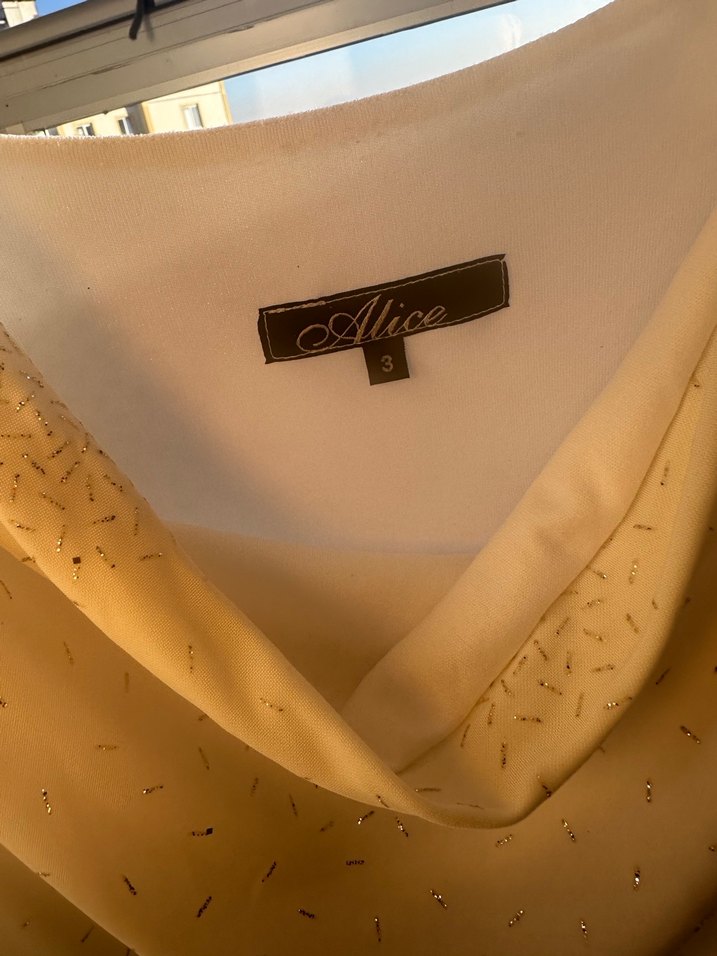 Krem Sim Detaylı Midi Abiye Elbise - Görsel 4