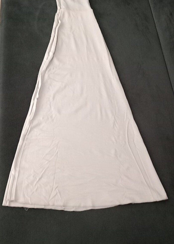 Açık gri renk penye kloş etek - Görsel 2