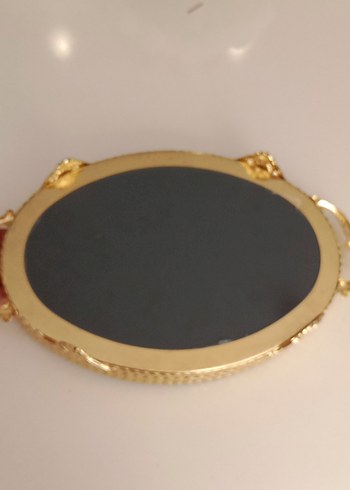 Parlak Altın Renk Oval Aynalı sunum tepsisi - Görsel 6
