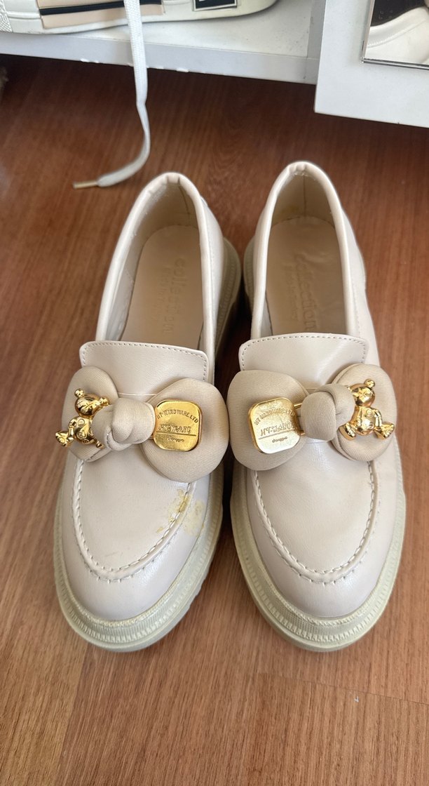 Zincir Detaylı Beyaz Platform Topuklu Kadın Loafer - Görsel 2