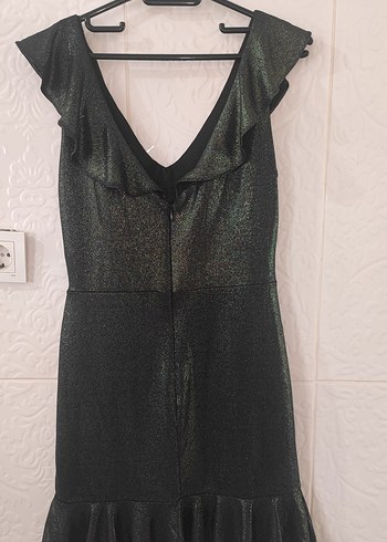 Haki Simli Volanlı Elbise - Görsel 3