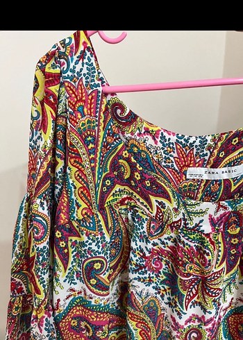 Renkli Bohem Kısa Kollu elbise - Görsel 2