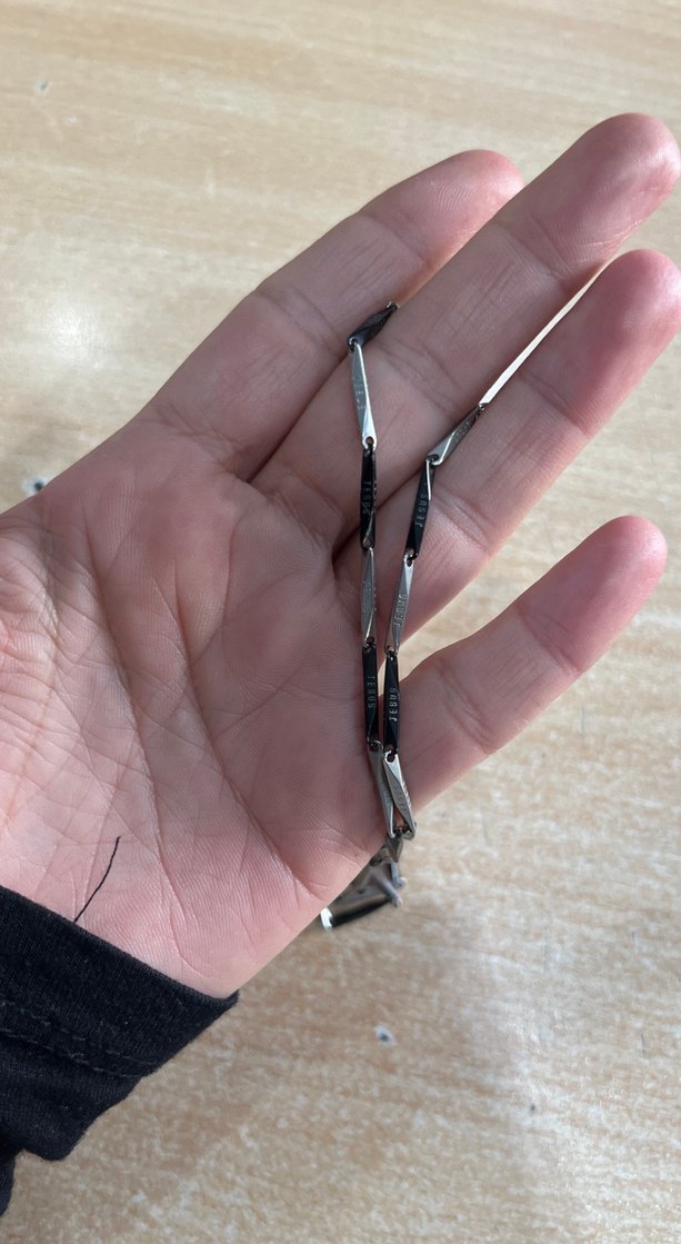 Gri Minimalist Zincir Detaylı Çelik erkek kolye - Görsel 2