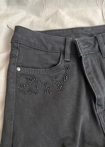 Kadın Siyah  Fit Denim Pantolon 34 36 beden uyumlu. - Görsel 2