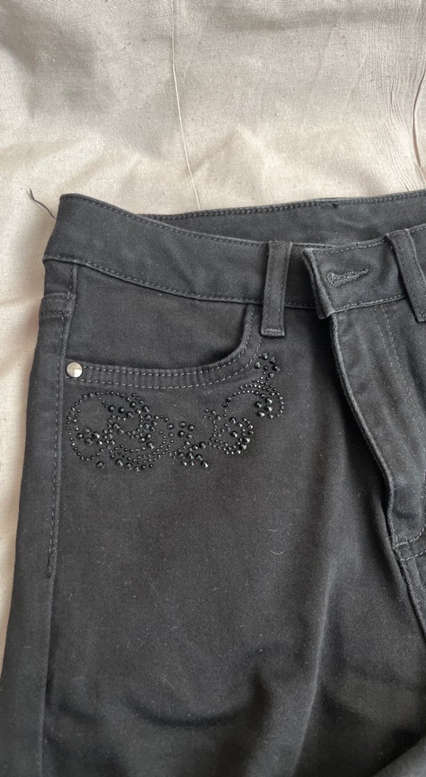 Kadın Siyah  Fit Denim Pantolon 34 36 beden uyumlu. - Görsel 2