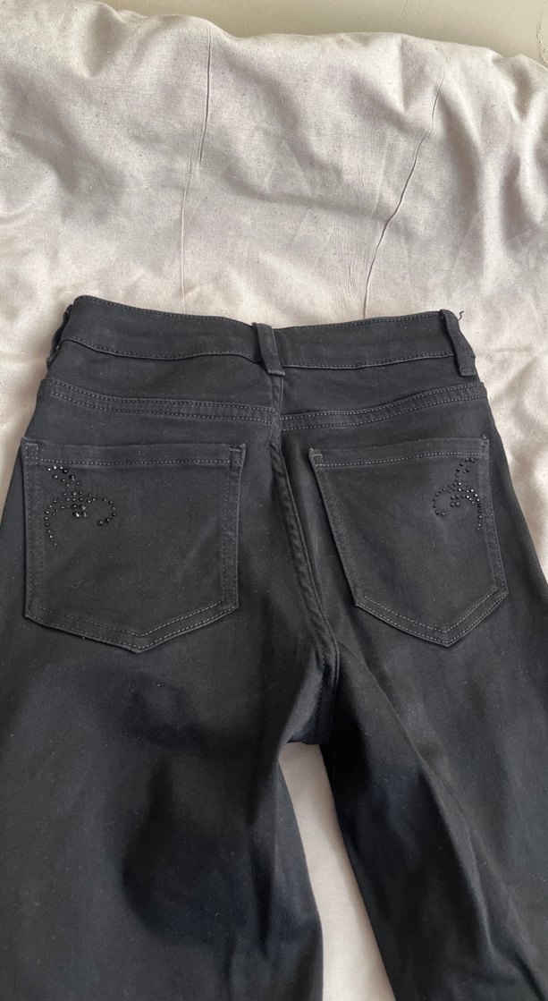 Kadın Siyah  Fit Denim Pantolon 34 36 beden uyumlu. - Görsel 3