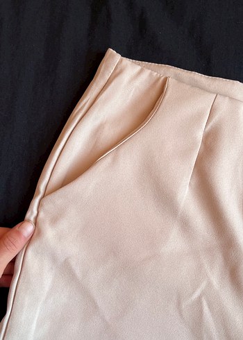 Bej Yüksek Bel Mini Şort - Görsel 2