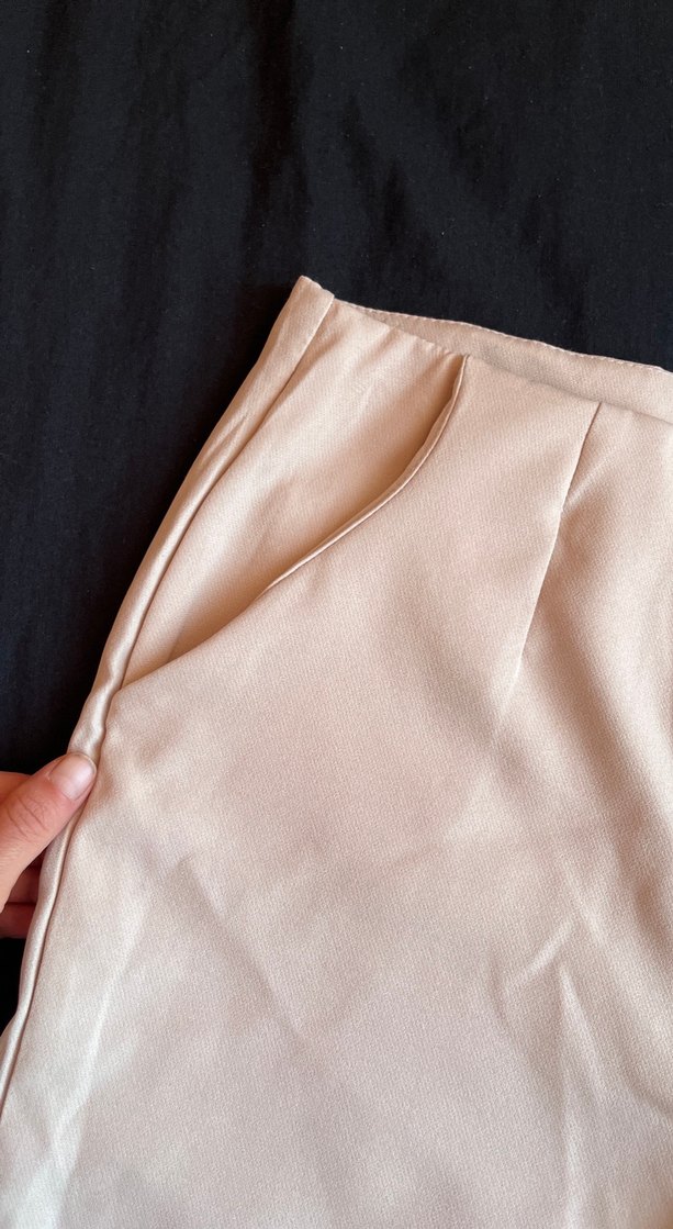 Bej Yüksek Bel Mini Şort - Görsel 2