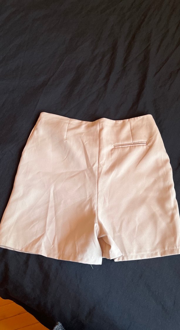 Bej Yüksek Bel Mini Şort - Görsel 4