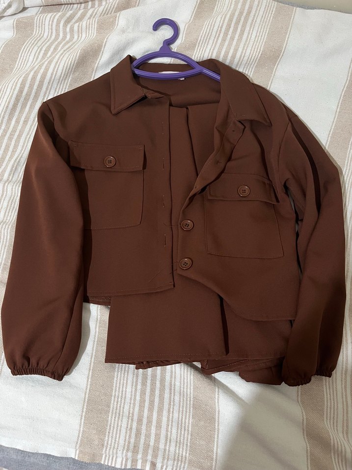 Kahverengi Uzun Kadın etekli takım - Görsel 3