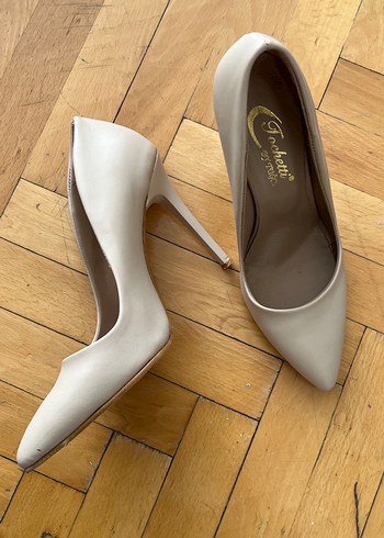 Bej Stiletto Kadın Topuklu Ayakkabı - Görsel 5