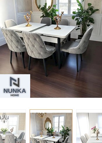 NUNKA HOME Modern Klasik Beyaz Gri Masa yemek masası takımı