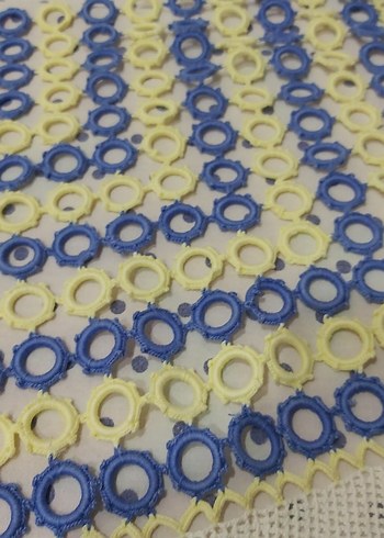 El Örgüsü Beyaz, Sarı ve Mavi Masa Örtüsü - Görsel 6