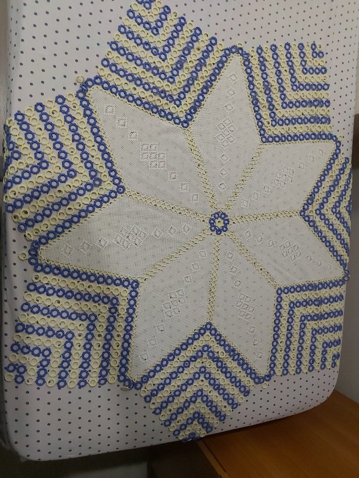 El Örgüsü Beyaz, Sarı ve Mavi Masa Örtüsü - Görsel 2