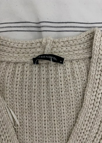 Bej Örgü Kısa Kollu Kadın Hırka - Görsel 2