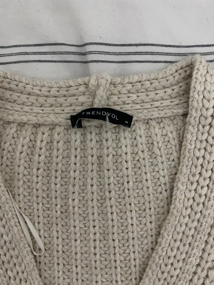 Bej Örgü Kısa Kollu Kadın Hırka - Görsel 2