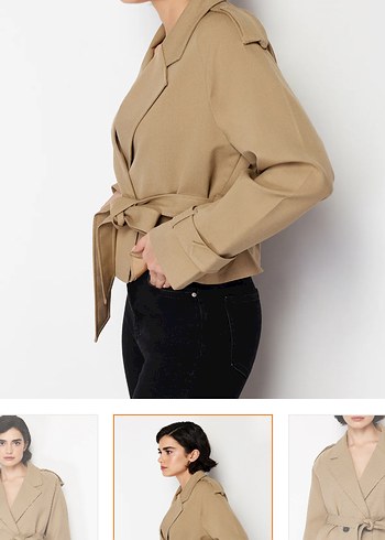 Bej Kadın Midi Trençkot - Görsel 5