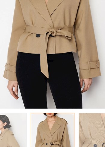 Bej Kadın Midi Trençkot - Görsel 4