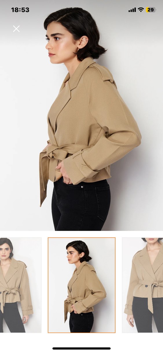 Bej Kadın Midi Trençkot - Görsel 5