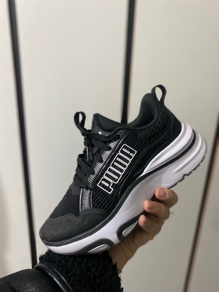 Siyah Platform Topuklu Bağcıklı Kadın Spor Ayakkabı - Görsel 2