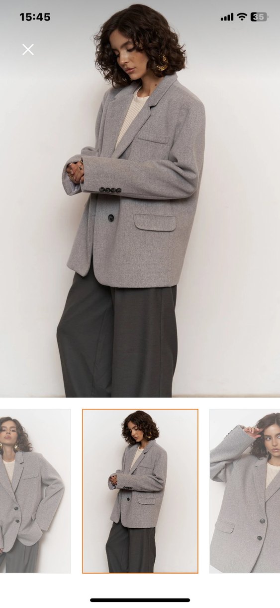 Düğmeli Gri Kadın Blazer Ceket - Görsel 2