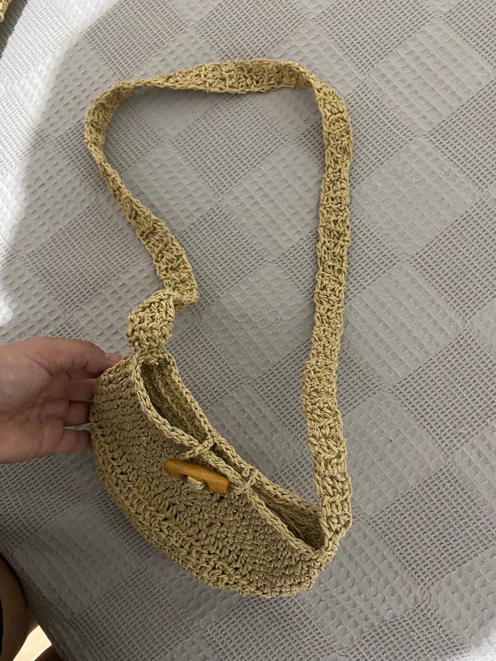 Örgü Bej Kadın Çapraz Çanta - Görsel 3