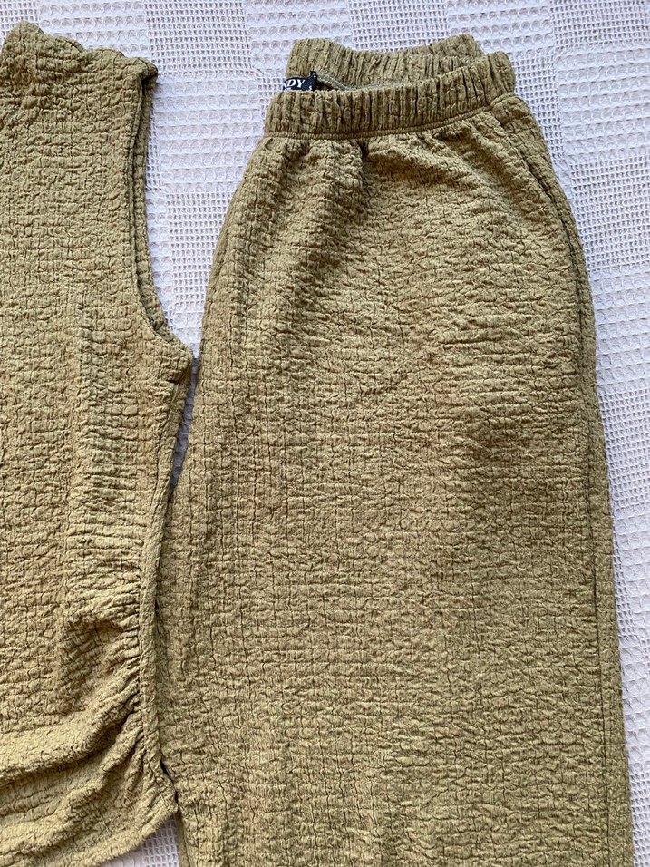 Kadın Haki Triko Kolsuz Kumaş takım - Görsel 3