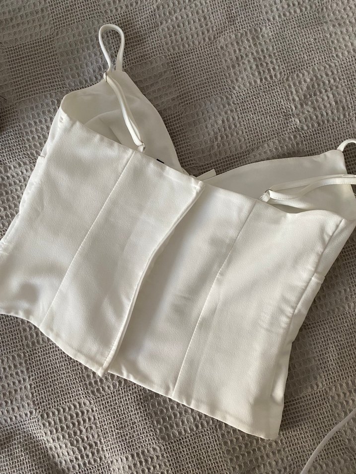 Beyaz İnce Askılı Midi Büstiyer - Görsel 4