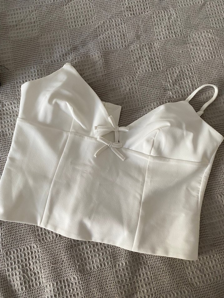 Beyaz İnce Askılı Midi Büstiyer - Görsel 2