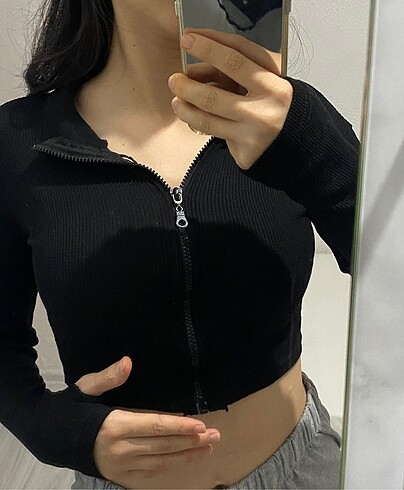 Diğer Fermuarlı crop top bluz