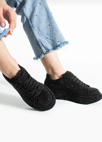 Siyah taşlı spor Alexandra ayakkabı - Görsel 8