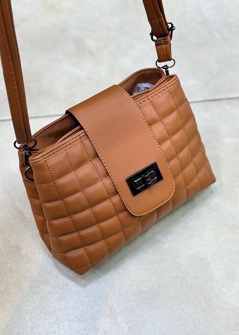 Deri Kare Desenli Modern Klasik Kadın Çanta - Görsel 2