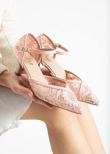 Kadın dantel detaylı klasik 6 cm topuklu ayakkabı abiye - Görsel 4